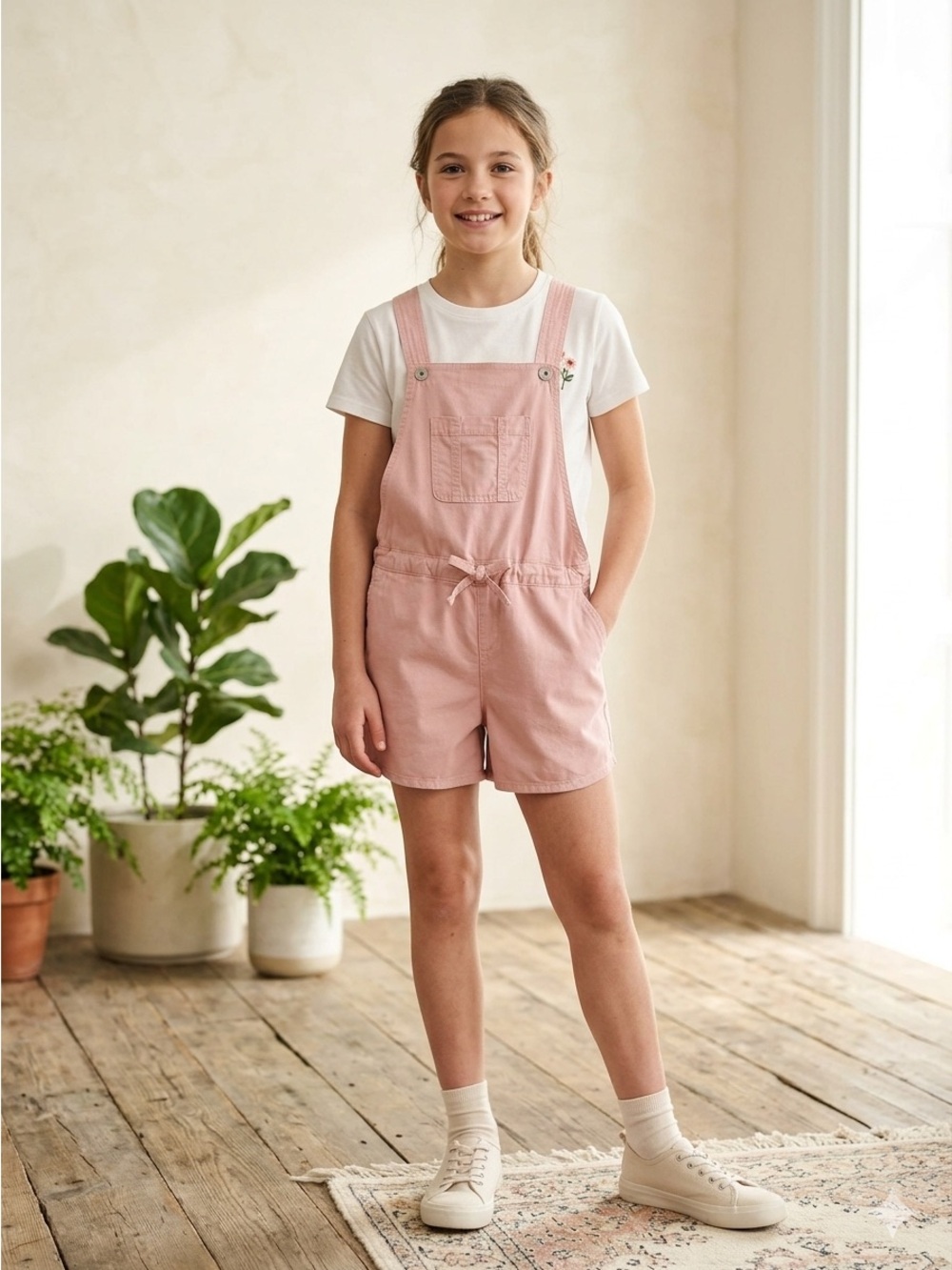 The Children’s Place Overall Shorts Size 12 girls Pink Adjustable Waist Tie